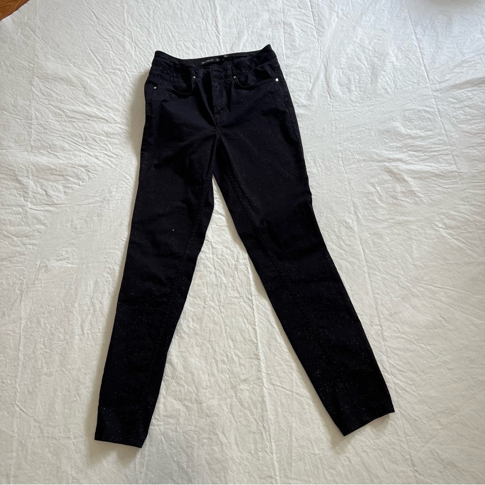 Karen Millen Women's Black Skinny Ankle Jeans Pants Shimmery Size 4 Stretch UK 8